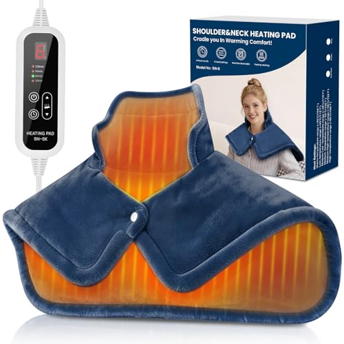 Neck Heating Pad Heating Pads for Neck and Shoulders and Back with 6 Heat Options 4 Auto-Off Timer Weighted Heating Pad for Back Pain Relief Gifts for Mom Women Christmas Birthday