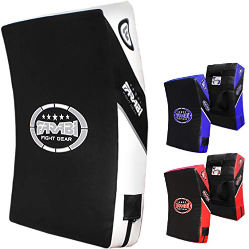 Farabi Quad Boxing MMA Muay Thai Martial Arts Hook & Jab Punch Kick Pads MMA Target Focus Punching Mitts Thai Strike Training Kick Shield Kicking Target mitt Kick Strike pad (White Black)