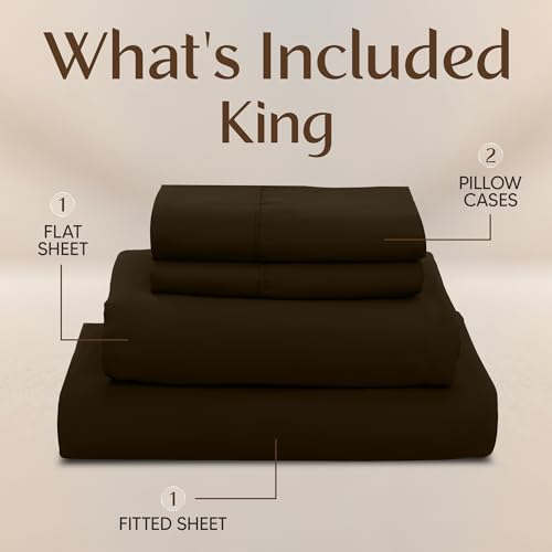 Image of Utopia Bedding King Bed Sheets Set - 4 Piece Bedding - Brushed Microfiber - Shrinkage and Fade Resistant - Easy Care (King, Brown)