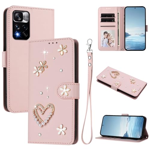 �X�}�z�P�[�X �Ή��@�� for Xiaomi Poco X4 NFC,�Ή��@�� for Redmi Note 11 Pro Plus 5G �������[�h�y�J�[�h�z���_�[�t�����z �t���b�v�J�o�[ �}�O�l�b�g�o�b�N�� �L�b�N�X�^���h�z Pink