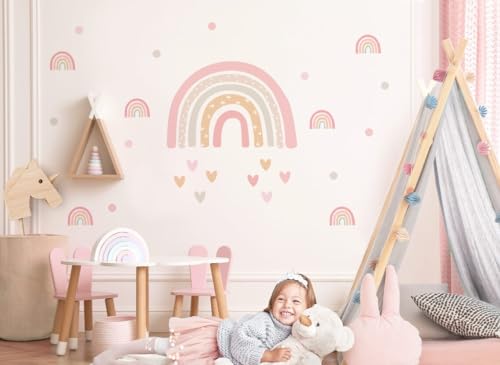 Rainbow Wall Decal Set for Girls Room - Cute Rainbows