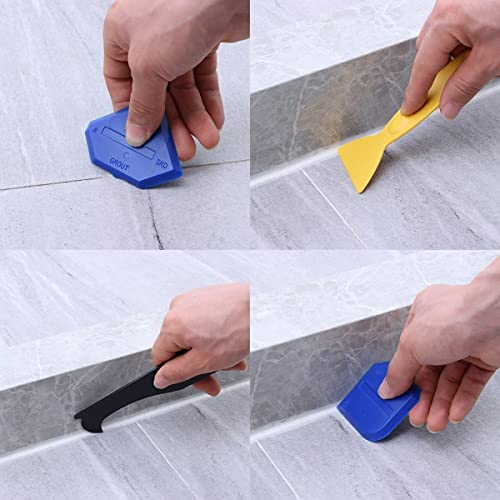 Silikonentferner Werkzeug Set, 12 Stück Fugenglätter Set, Silikon Caulking Werkzeug Kit, Silikon Schaber Silikonentferner Dichtungswerkzeuge für Küche Bad Boden Fliesen