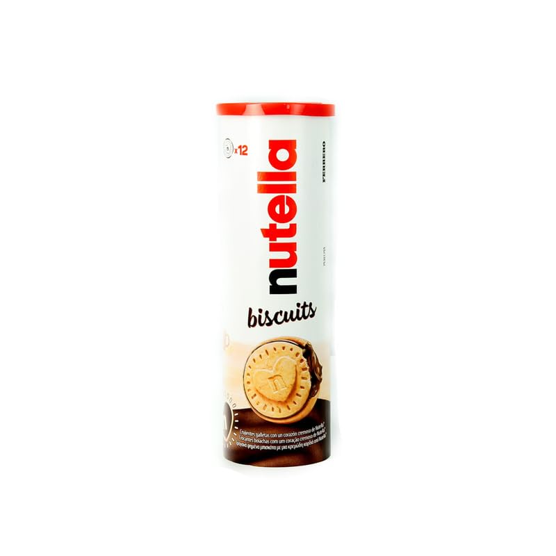 Nutella Biscuits T12, Pack de 20 Tubos, 12 Galletas por Tubo, 240 Galletas en Total, Galletas Crujientes Rellenas de Nutella con Avellanas y Cacao