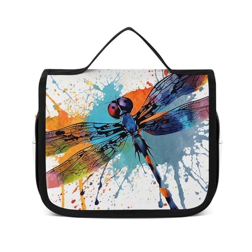 Trousse de toilette à suspendre libellule blanche 22cm étanche pour homme et femme