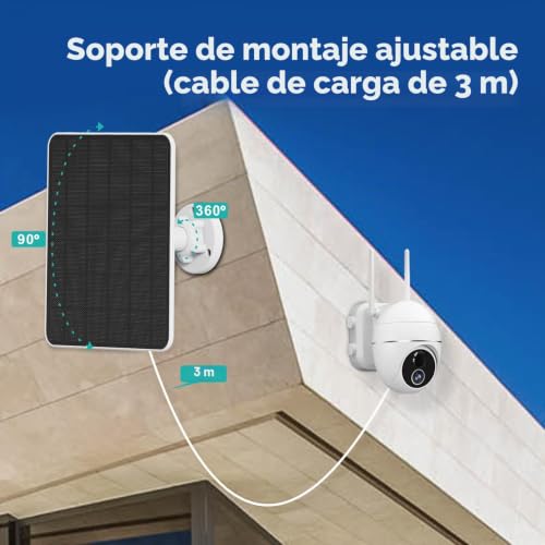 Panel solar para cámara de seguridad recargable con alimentación continua de 6W 5
