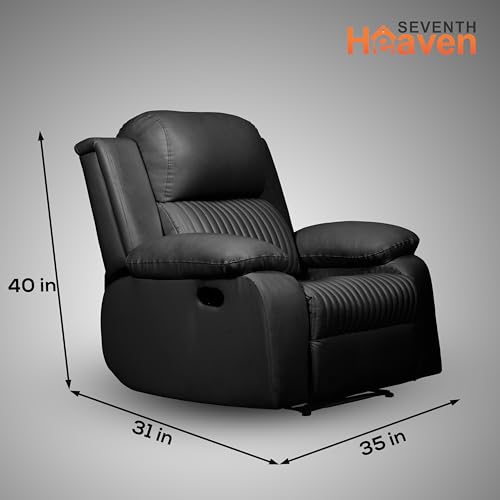 Image of Seventh Heaven Miami 1 Seater Recliner | Single Sofa Chair for Living Room Comfort | Ergonomic Design (Leatherette - Black)