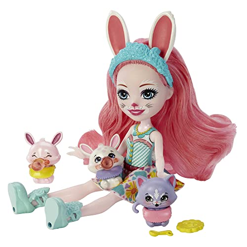 Enchantimals Coffrets Meilleurs Amis des Bébés, Petite poupée, Figurine Amie, 3 bébés Animaux et Accessoires, Boîte à Surprises, Jouet Enfant, Dès 3 Ans, HLK85