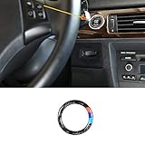 YIWANG Real Carbon Fiber Mix-Color Car Engine Start Stop Button Cover Trim Ring For BMW 3 Series E90 E92 2005-2012 Auto Accessoires