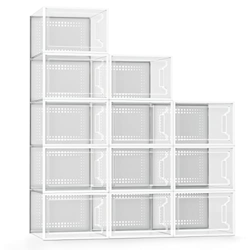 ENSNG 12 Pack Shoe Storage Boxes, XX-Large Shoe Organizer for Closet ...