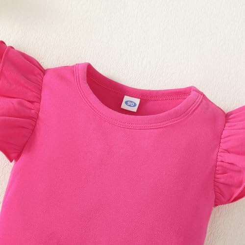 Image of LYSMuch Toddler Baby Girls T Shirt Ruffle Sleeveless Kids Cotton Tshirt Solid Color Blouse