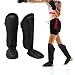 Kangnice Martial Art Shin Guards Leg Guards with Foot Protector Pad Adult Sparring Leg Foot Guards Adult Sports Shin Foot Guards