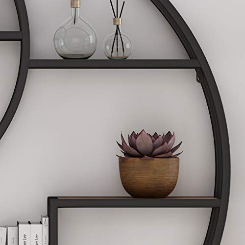 Christopher Knight Home Bobby Industrial Hanging Circular 8 Shelves, Wall Shelf, Black Finish, Natural #TOP4