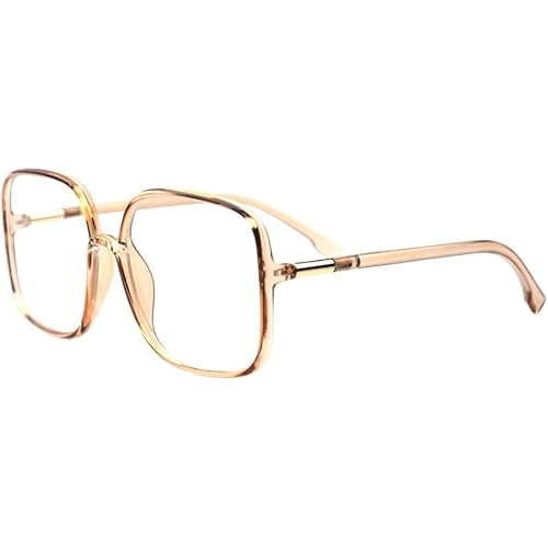 Shiratori Woman's New Retro Blue Light Blocking Glasses Big frame Nerd Eyeglasses Frame Anti Blue Ray Computer Game Glasses Brown