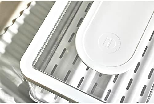 iDesign iD Fresh BPA-Free Recycled Plastic Produce Kitchen Storage Bin, Fridge Organiser, Suitable for Fruit and Veg Storage, Large, Clear/ White/ Green 31.75/19.05/14.22 cm
