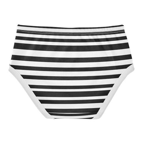 Black White Stripes Panties for Girls, Toddler Girl Briefs, Cotton Girls Underwear, 2–8 Years2