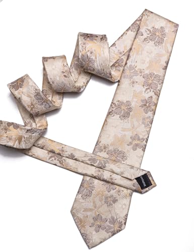 Image of Barry.Wang Men Tie Set Floral Paisley Silk Necktie Pocket Square Cufflinks Formal Wedding Party Business