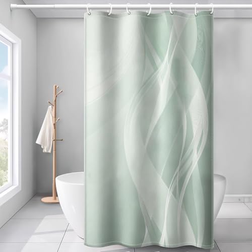 Rideau de douche imprimé moderne 122 x 183 cm vert clair lavable pour petite douche