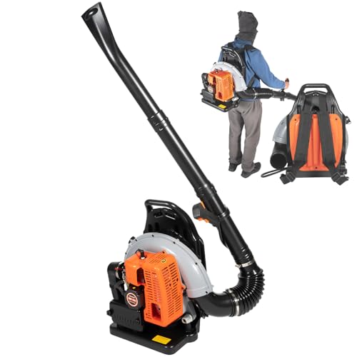 Soffiatore a scoppio 63 cc, 2 tempi, 2.7kw Backpack Leaf, Soffiatore per Foglie a Benzina, Soffione Foglie Professionale, per la Schiena, 3,6 ps