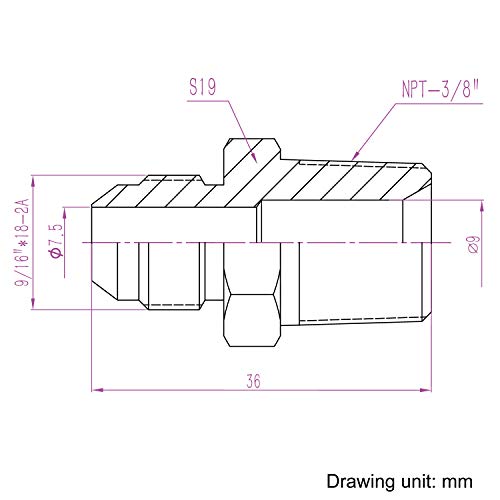 Image of HFS(R) 3 /8 inch NPT Male to 3 /8 inch JIC Male Adapter Flared Tube Fitting Pipe Connector Stainless Steel 304