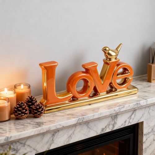 Estatua Decorativa Love Sign Blanco y Dorado miniatura 7