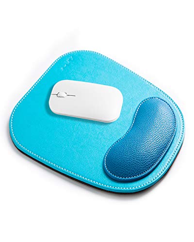 人間工学 マウスパッドリストレスト 一体型 手首クッション 疲労低減 マウスパッド (Cyan/Blue)