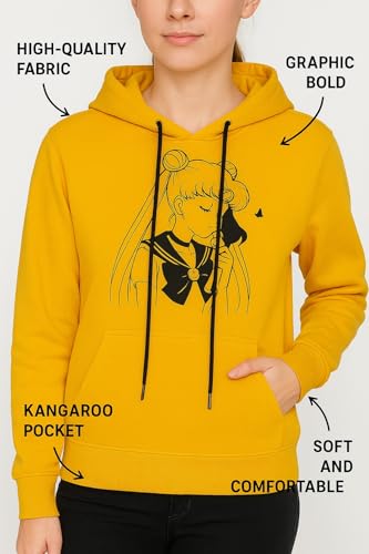 Image of Raves Womens Stylish Printed Hoodie | Trendy Cotton Fleece Hooded Sweatshirt for Women & Girls | Full Sleeve Winter Wear Pullover