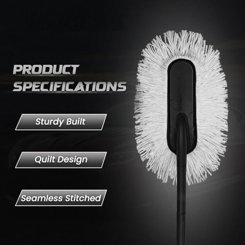 Image of Car Cleaning Duster with Long Handle | Microfiber Car Dust Brush for Interior & Exterior | Scratch-Free Vehicle Cleaning Mop for Car, Bike & Home