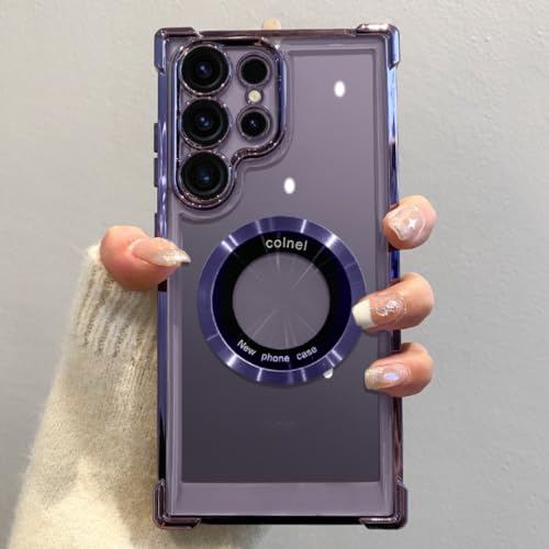 Coque photo plaquée luxe S22 Ultra violet - Protection et charge sans fil