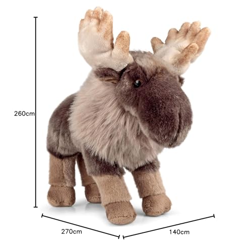 Animigos Plüschtier Elch, Stofftier im realistischen Design, kuschelig weich, ca. 25 cm groß, Brown