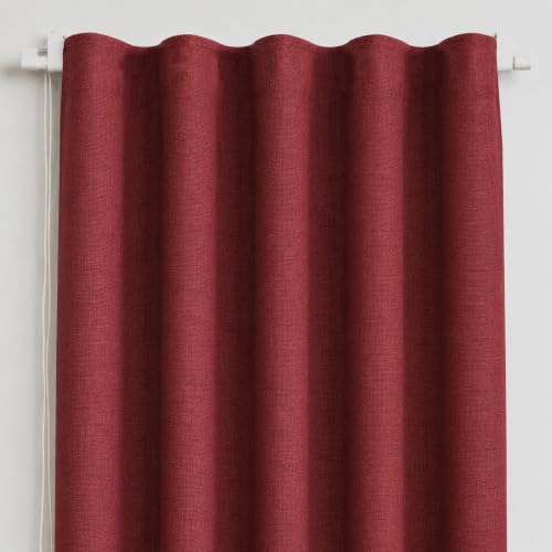 Image of FRESH FROM LOOM Jute Non-Ring Curtains | S-Wave Pleat |Premium 9 ft Door Non-Ring Curtains | S-Wave Pleat | Parda | Light Block Parde | (Size - 9ft, Red, 1pc)