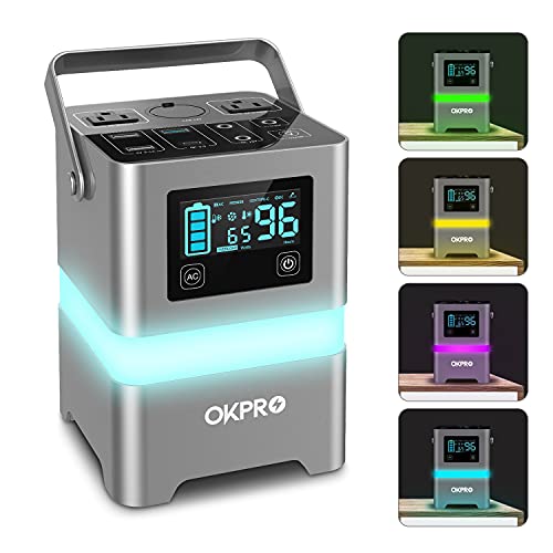 OKPRO Portable Power Station, 62500mA /231Wh Solar Generator, Portable Power Supply with 110V/200W Pure Sine Wave AC Outlet, Solar Battery Pack for Camping Travel Emergency