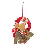 Inspiration pour la fête du printemps : décorations suspendues et ornements en forme de balai pour le nouvel an, alliant traditions printanières et esthétique de chambre de bébé pour décorer la porte d’entrée pendant les fêtes. balai suspendu et pendentif pour la fête du printemps