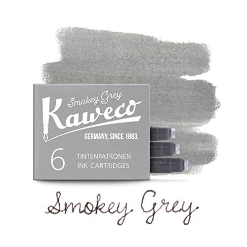 Image of Kaweco Fountain Pen Ink Cartridges Smokey Grey of 6 | Premium Ink with Short Standard Cartridges in Grey | Vegan Cruelty Free Water Soluble Calligraphy Lettering Writing