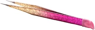 Double Ended Nail Art Tweezers for Women Stainless Steel Tweezer Straight Curved Tweezers with Silicone Pressing Head Nail Art Tweezers Nail Art Tools Eyelash Extension Tweezers Nail Art Accessories