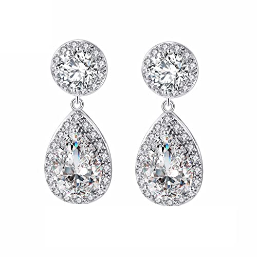 Boucles d'oreilles Moissanite en or blanc 14K pour femme