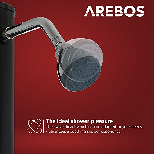 Arebos Zonnedouche | 20 liter | 221 cm | met geïntegreerde thermometer & voetdouche | zwart | ronde douchekop… - Image 4