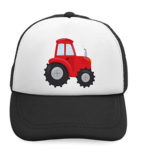 Custom Kids Trucker Hat Red1 Tractor 2 Polyester Boys Caps & Girls
