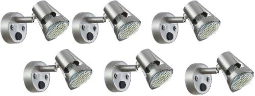 Gold Stars RV Reading Light MR16 Base LED Bulb 12v (Stainless Steel Finish) 6 Pack