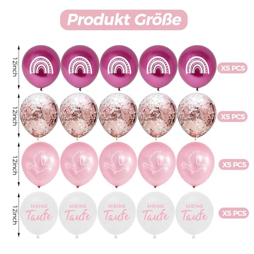 ALEGRE® Christening Decoration Balloon, Pink, Pack of 20 Christening Decoration Balloons, Christening Decoration - Image 2