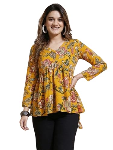 Image of Youthnic Women's Poly Rayon Printed Alia Cut Peplum Top | Top for Office | Women's Tunics | Short Kurti Women| Regular Fit