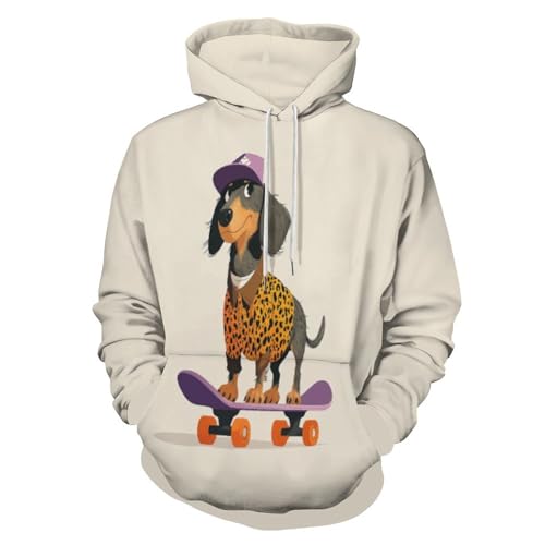 Tops hip hop automne sweat beige imprimé teckel léopard pour jeune urbain
