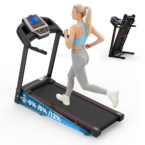Image of Lastforever 3.5HP Folding Treadmill for Home, 350 lbs Capacity, Portable Treadmills with 3-Level 12% Manual Incline, Bluetooth Speaker, Shock Absorption, Quiet Motor