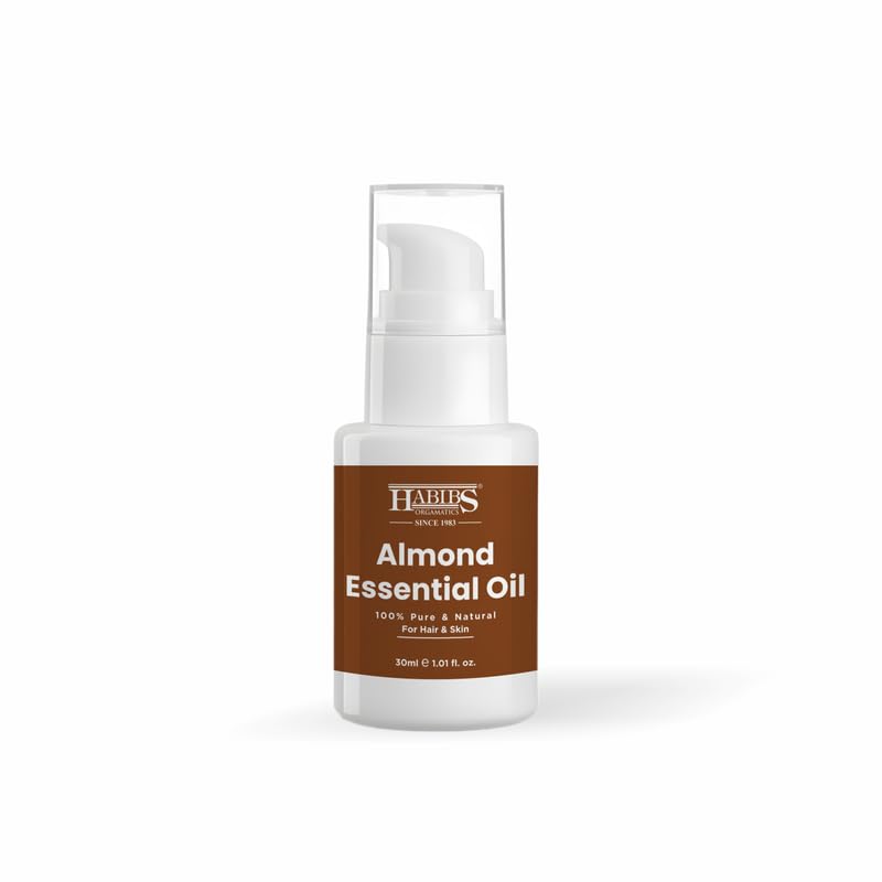 Image of Habibs Pure Sweet Almond Carrier Oil - 100% Natural, Cold-Pressed for Radiant Skin, Hair & Massage 30ML