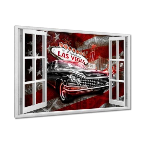 Tableau pour grand mur vide salon peinture sur toile Las Vegas 120x80cm habillage élégant