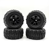 4PCS 12mm Hex 90mm (3.54') RC Wheels Monster Truck Tire Set for 1/14 Hyper Go H14BM...