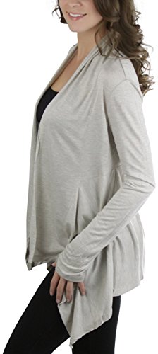 Image of ToBeInStyle Womens Open Front Long Sleeve Lightweight Asymmetrical Draped Cardigan with Side Pockets