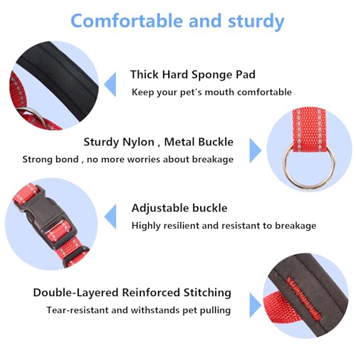 LUFFLOK Collar Ronzal de Cabeza para Perro con Acolchado Suave, Arnés de Cabeza para Antitirones Perros, Collar de Cabeza Ajustable Antimordeduras y Reflectante para Bozal de Perro (Rojo, XL) - imagen 3