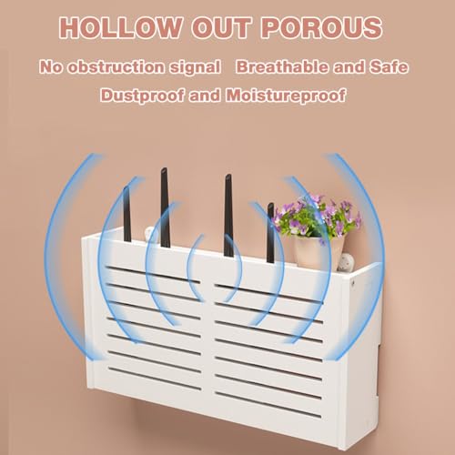 Image of HASTHIP Router Wall Mount Holder, Cutout Box for WiFi Routers, 38x8.5x20cm
