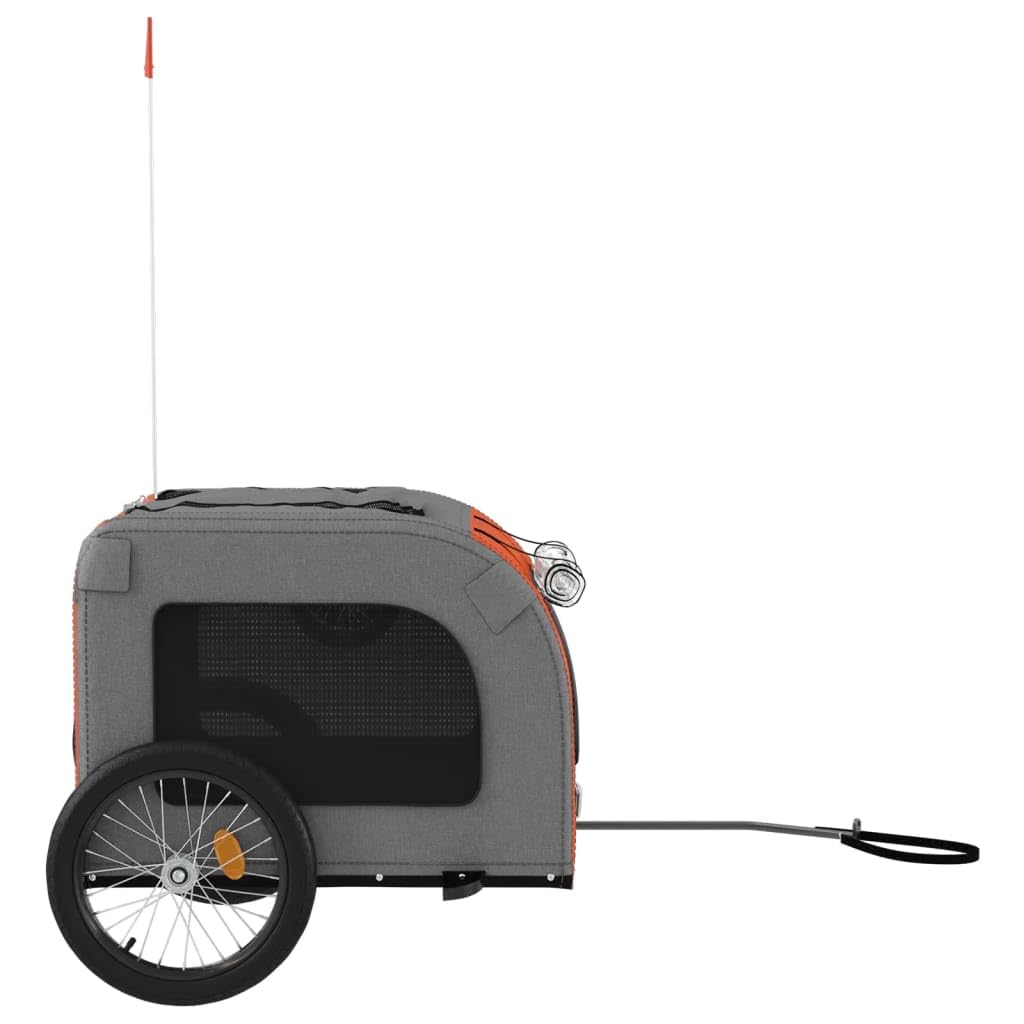 Rimorchio da Bici per Animali Rosso e Grigio Oxford e Ferro,Rimorchio da Bici per Cani,Rimorchi per Bicicletta per Cani-93838