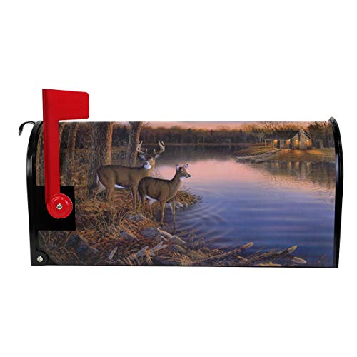 Naanle Autmn Landscape Magnetic Mailbox Cover, Painting Art Animals Deer at Sunset Mailbox Wrap Home Decorative for Standard Size 20.8”(L) x 18”(W) - Thumbnail 2